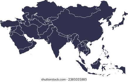 asia map - map of the asian continent