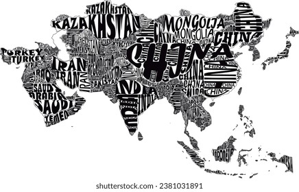asia map - map of the asian continent