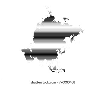 Asia map background. Asia community map.Lines, points, circles and planes. Futuristic design.All elements are separated Abstract white background. Vector illustration EPS 10 .