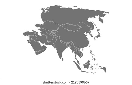 Asia Map Background Grey Color Borderline Stock Vector (Royalty Free ...