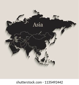 Asia Map Black Blackboard Separate States Stock Vector (Royalty Free ...