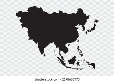 Asia Map black Color on White Background quality files  
