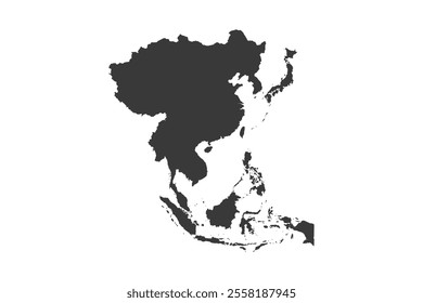 Asia map in black silhouette style