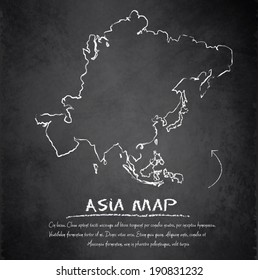 Asia map blackboard chalkboard vector