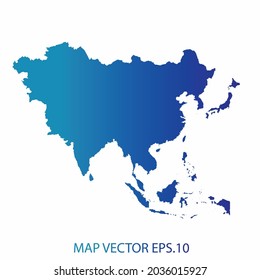 asia map, blue gradient color , infographic style , on white background with Map World. Wire frame 3D mesh , map 3D,