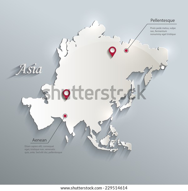 Asia Map Blue White Card Paper Stock Vector (Royalty Free) 229514614 ...
