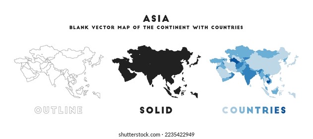 Asienkarte. Grenzen Asiens für Ihre Infografik. Vektorkontinentform. Vektorgrafik.