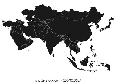 Asia map with boundaries vector illustration vector illustration on white background - Asian continents