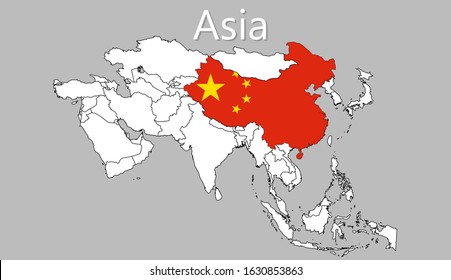 Asia map By focusing on China.