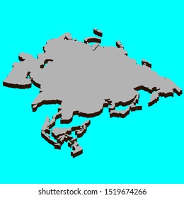 Asia map card 3D Vector illustration