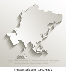 Asia Map Card Paper 3D Natural Vector