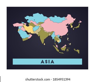 Asia Map Continent Poster Regions Shape Stock Vector (Royalty Free ...