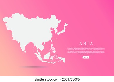 Asien-Karte - kontinentale oder internationale Weltkarte - Vektorvorlage auf rosafarbenem Farbverlauf-Hintergrund für Infografiken - Vektorgrafik eps10