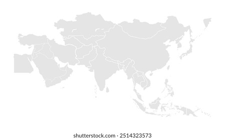 Mapa da Ásia. mapa detalhado do vetor de países asiáticos.