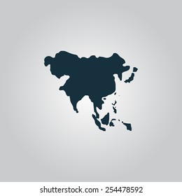 Asia Map. Flat Web Icon, Sign Or Button Isolated On Grey Background. 