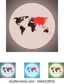 Asia map with four different color