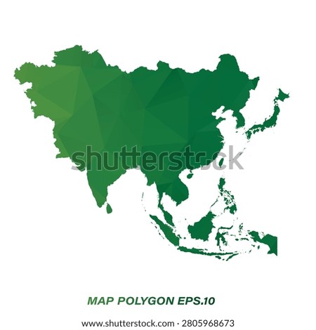 asia map in geometric Green polygonal style modern design on white background. Vector illustration.