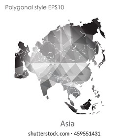 Asia map in geometric polygonal style.Abstract gems triangle,modern design background.Vector Illustration EPS10.