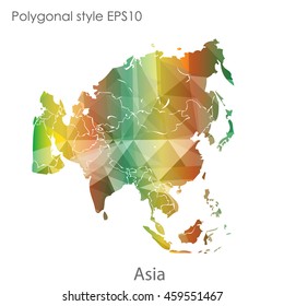 Asia map in geometric polygonal style.Abstract gems triangle,modern design background.Vector Illustration EPS10.