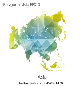 Asia map in geometric polygonal style.Abstract gems triangle,modern design background.Vector Illustration EPS10.