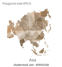 Asia map in geometric polygonal style.Abstract gems triangle,modern design background.Vector Illustration EPS10.