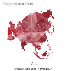 Asia map in geometric polygonal style.Abstract gems triangle,modern design background.Vector Illustration EPS10.