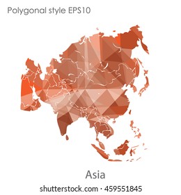 Asia map in geometric polygonal style.Abstract gems triangle,modern design background.Vector Illustration EPS10.