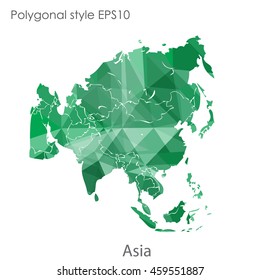 Asia map in geometric polygonal style.Abstract gems triangle,modern design background.Vector Illustration EPS10.