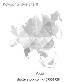 Asia map in geometric polygonal style.Abstract gems triangle,modern design background.Vector Illustration EPS10.
