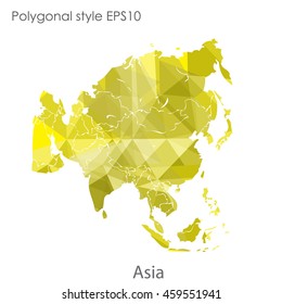 Asia map in geometric polygonal style.Abstract gems triangle,modern design background.Vector Illustration EPS10.