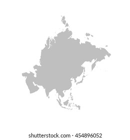 Asia map in gray on a white background