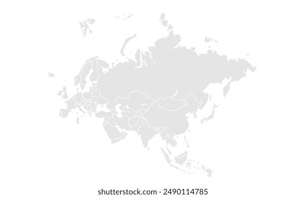 Asia map Grayscale,isolated on white background for website layouts,background,education, precise,customizable,Travel worldwide,map silhouette backdrop,earth geography, political,reports.