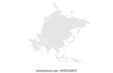 Asia map Grayscale,isolated on white background for website layouts,background,education, precise,customizable,Travel worldwide,map silhouette backdrop,earth geography, political,reports.