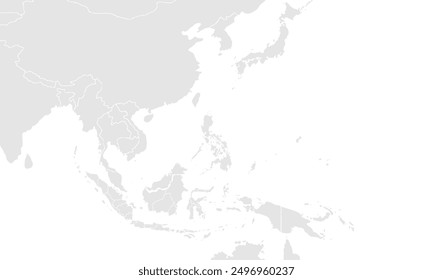 Asia map Grayscale,isolated on white background.for website layouts, background,education,precise, customizable,Travel worldwide, map silhouette backdrop,earth geography, political,reports.