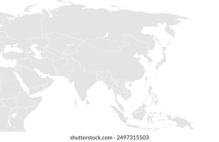 Asia map Grayscale,isolated on white background for website layouts,background,education, precise,customizable,Travel worldwide,map silhouette backdrop,earth geography, political,reports.