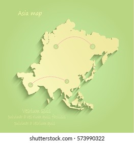Asia map green yellow vector