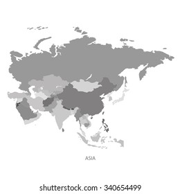 ASIA MAP GREYSCALE illustration vector