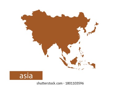 asia map High Detailed on white background. Abstract design vector illustration eps 10. Orange color.