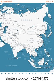 Asia map - highly detailed vector illustration