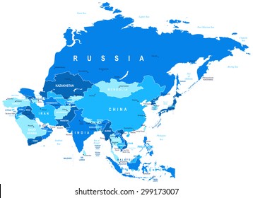 Asia map - highly detailed vector illustration