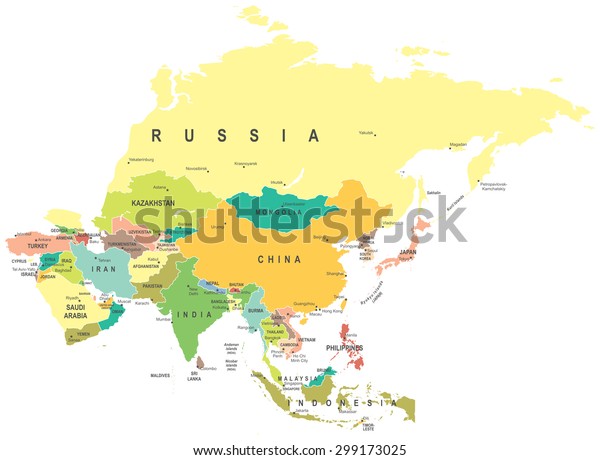 Asia Map Highly Detailed Vector Illustration Stock Vector Royalty Free 299173025 2268