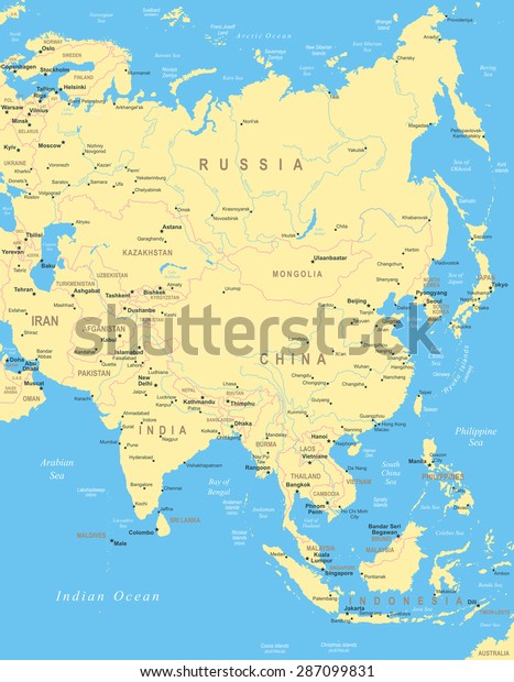 Asia Map Illustration Stock Vector (Royalty Free) 287099831 | Shutterstock