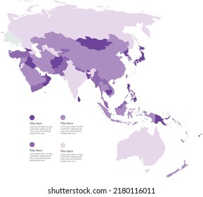 Asia Map Infographic, Heat Map, Vector Map, Countries Heat Map, Asia, Middle East, Central Asia, Asia Pacific, Australia