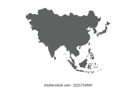 Mapa de Asia aislado en fondo blanco