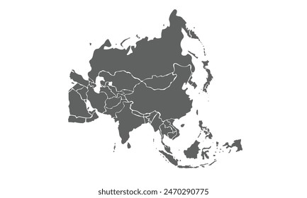 Mapa de Asia aislado sobre fondo blanco. para diseños de Sitio web, informes, infografías anuales, mundo, iconos similares del mapa del mundo. viaje alrededor del mundo, fondo de la silueta del mapa.