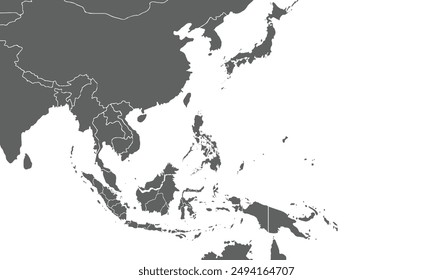 Asia map isolated on white background.for website layouts, background,education,precise, customizable,Travel worldwide, map silhouette backdrop,earth geography, political,reports.
