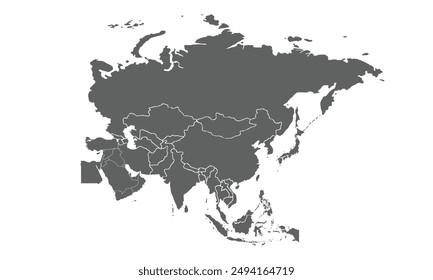 Asia map isolated on white background.for website layouts, background,education,precise, customizable,Travel worldwide, map silhouette backdrop,earth geography, political,reports.