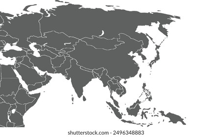 Asia map isolated on white background. for website layouts, background, education, precise, customizable, Travel worldwide, map silhouette backdrop, earth geography, political, reports.
