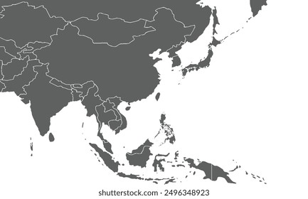 Asia map isolated on white background. for website layouts, background, education, precise, customizable, Travel worldwide, map silhouette backdrop, earth geography, political, reports.