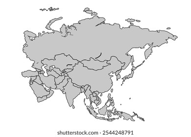 Asia map isolated on white background.for website layouts,background,education, precise,customizable,Travel worldwide,map silhouette backdrop,earth geography, political,reports.political map vector.